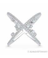 Criss-Cross CZ Crystal Cluster .925 Sterling Silver w/ Rhodium Right-Han... - $38.29 CAD+