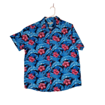 Tricots St Raphael Hawaiian Shirt Men&#39;s XL Button Short Sleeve Floral Print - $176.63 MXN