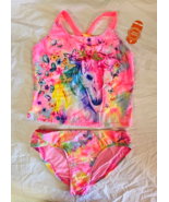 Wonder Nation Girls Tankini Swim Set Top &amp; Bottom X-Large Plus Pretty Un... - $312.47 MXN