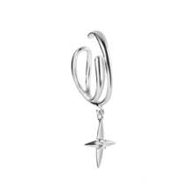 Clear Cubic Zirconia & Silver-Plated Star Charm Ear Cuff - £7.89 GBP