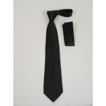 Men's Satin Silky Tie Hankie Set J.Valintin Private Collection R63 Black Solid image 5