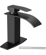 Black Waterfall Spout Bathroom Faucet,Single Handle Bathroom Vanity Sin - $78.99