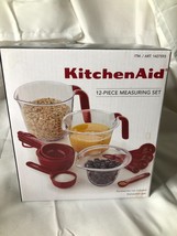 KitchenAid 12 Piece Measuring Set Cups Spoons Set Red and Clear - £17.50 GBP