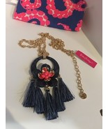 LILLY PULITZER Maritime Necklace BLUE + GOLD Floral + Tassels NWT Resort - $1,788.90 MXN