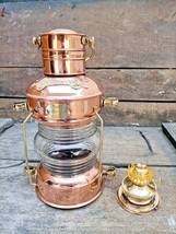 Nautical Lantern Copper Brass Lantern Handmade 14&quot; Lamp Decorative Oil Lamp - $103.79