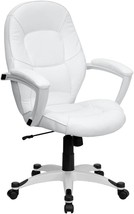 Mid-Back White Leathersoft Tapered Back Executive Swivel Office Chair By... - $285.98