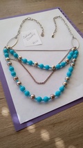 Metal look silver with simulated turquoise handcrafted costume diamonds ... - $39.00