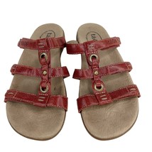 Taos Nifty Red Leather Sandals 7 Slip On Hook Loop Adjustable Straps - $49.99