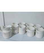 Pfaltzgraff Tea Rose Pattern Stoneware 8 Oz Coffee Mugs Set of 8 w/Cream... - $37.39