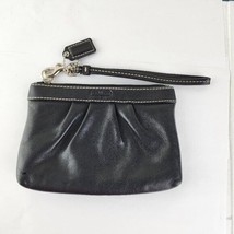 Coach Black Leather Wristlet Cosmetic Bag Top Zip Hang Tag - £19.39 GBP