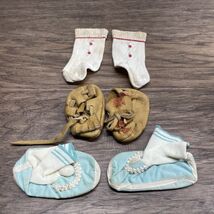 Antique Vintage Lot Of 3 Mid Century Baby Shoes Leather Socks Booties MC... - $3.95