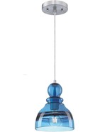 Blue Glass Pendant Light Fixture Modern Hanging Brushed Nickel Kitchen I... - £60.85 GBP