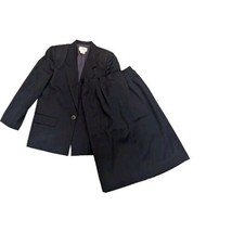 Vtg Worthington Womens 12P 2pc Suit Skirt Blazer Set Career Business Navy Blue - £15.61 GBP