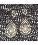 Statement Pearl Stone Rhinestones Delicate Bohemian Earrings. - £12.85 GBP