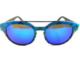 New ITALIA INDEPENDENT Blue Round Leather Men&#39;s Sunglasses - $129.99