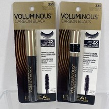 (2) L&#39;Oreal 335 Carbon Black Voluminous Mascara Maximize Volume Wand Las... - £9.42 GBP