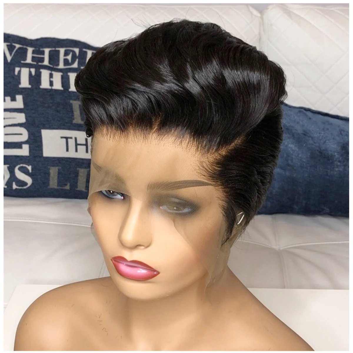 Straight Pixie Frontal Wig 13x4 glueless preplucked human wigs ready to  - £83.17 GBP+