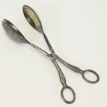 VTG Ornate Silverplate Scissor Salad Tongs 8.75" Victorian Style - $12.73
