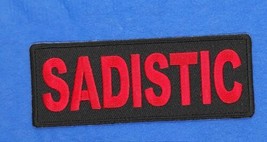 Sadistic - Logo Morale Iron On Sew On  Embroidered Patch 4&quot;X1 1/2&quot; - £3.92 GBP