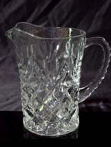 Vintage ANCHOR HOCKING 4.625&quot; Mini Pitcher / Creamer PRESCUT Pattern Glass - $4.98