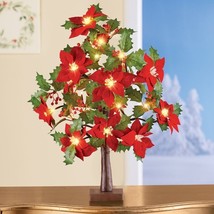 LED Lighted Poinsettia 2-Ft Tabletop Tree Christmas Table Centerpiece Ma... - $32.83