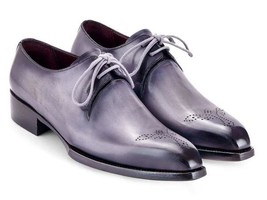 Paul Parkman Mens Shoes Derby Gray Goodyear Welted Hand-Painted Leather ... - $599.99