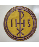 Liturgical IHS PX Cross Purple Gold Emblem Embroidered Patch Sew On Vest... - £19.45 GBP