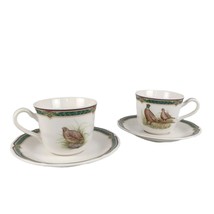 Vintage Set of 2 Noritake MARSHLAND Cups &amp; Saucers Pheasant Birds Homecraft - £19.02 GBP