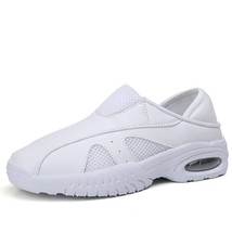 new Genuine Leather Platform Sneakers Women Air Cushion White Nurse Shoes Slip-r - £30.64 GBP