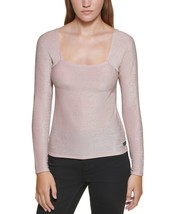 MSRP $70 Calvin Klein Jeans Square-Neck Shimmer Top Pink Size XL - £14.74 GBP