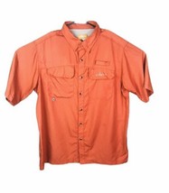 Habit Mens Large Short Sleeve Hidden Button-Down Orange Vented Fishing Shirt EUC - £13.22 GBP