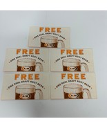 Lot of 5 Vintage A&amp;W Free Root Beer Cards NEW Never Used 1970&#39;s Printed ... - $18.73