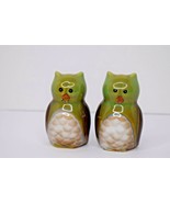 Set of Green Owl Salt &amp; Pepper Shakers Ceramic 3&quot; Tall - $14.75 CAD
