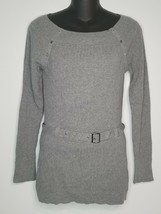 White House Black Market Shirt Womens Sz Small Gray Top Belt Long Sleeve... - £19.57 GBP