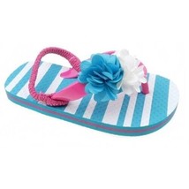 Girls Toddler Beach Flip Flop W Ankle Strap Size SMALL 5-6 Flowers &amp; Str... - £7.03 GBP