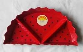New C&amp;C California Home Melamine Watermelon Divided Serving Tray Heart Seeds 16&quot; - £19.45 GBP