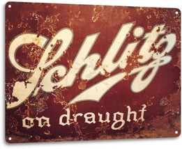 Schlitz On Draught Logo Retro Draft Wall Decor Bar Man Cave Large Metal Tin Sign - £15.58 GBP