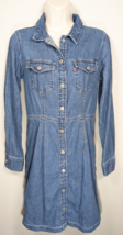 Levi&#39;s Ellie Denim Mini Dress Snap Front Cotton Long Sleeve Size Small - $24.99