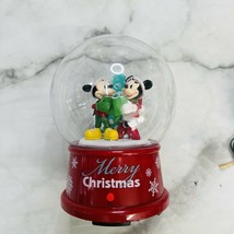 Gemmy Disney Mickey Minnie Mouse Snow Globe Caroling 90-years Musical - £29.56 GBP