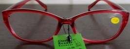 CHEETAH EYEWEAR ~ +1.00 ~ Cat Eye Shape Reading Glasses ~ Red Acrylic Frame - £12.01 GBP