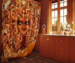 Steampunk Medusa Shower Curtains, Bronze Ornaments and Gears, Victorian Goth Hom - £56.54 GBP