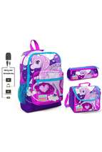 Purple Unicorn Printed Girls&#39; Primary School Bag Set - Usb Output - £225.27 GBP