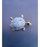 Blue with Clear Rhinestone Turtle Brooch - $41.16 CAD