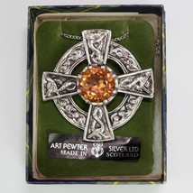 Vintage Scottish Celtic Cross Nigg Brooch Necklace NIB - £29.56 GBP
