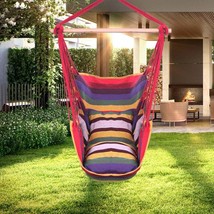 Hanging Chair Rope Pillows Cotton Distinctive Canvas Outdoor Garden Single Seat - £42.21 GBP