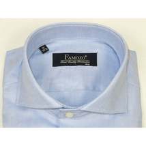 Men's Shirt FAMOZO Turkey 100% Cotton Cut-away Collar French Cuffs FA2 Blue image 7