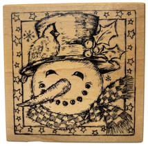 Christmas Snowman Head Cardinal on Hat Winter Rubber Stamp PSX G-3089 New 2000 - $29.00