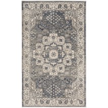 3' X 5' Grey And Ivory Oriental Power Loom Non Skid Area Rug - $1,942.61 MXN