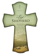 Large Wood Cross -- Psalm 23 -- Lord is my Shepherd (17" x 12" x 3/4") - £27.97 GBP
