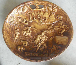 Vintage 1950s Syraco Wood American Indian Scene Bowl Wall Hanging 12&quot; Wide - £28.45 GBP